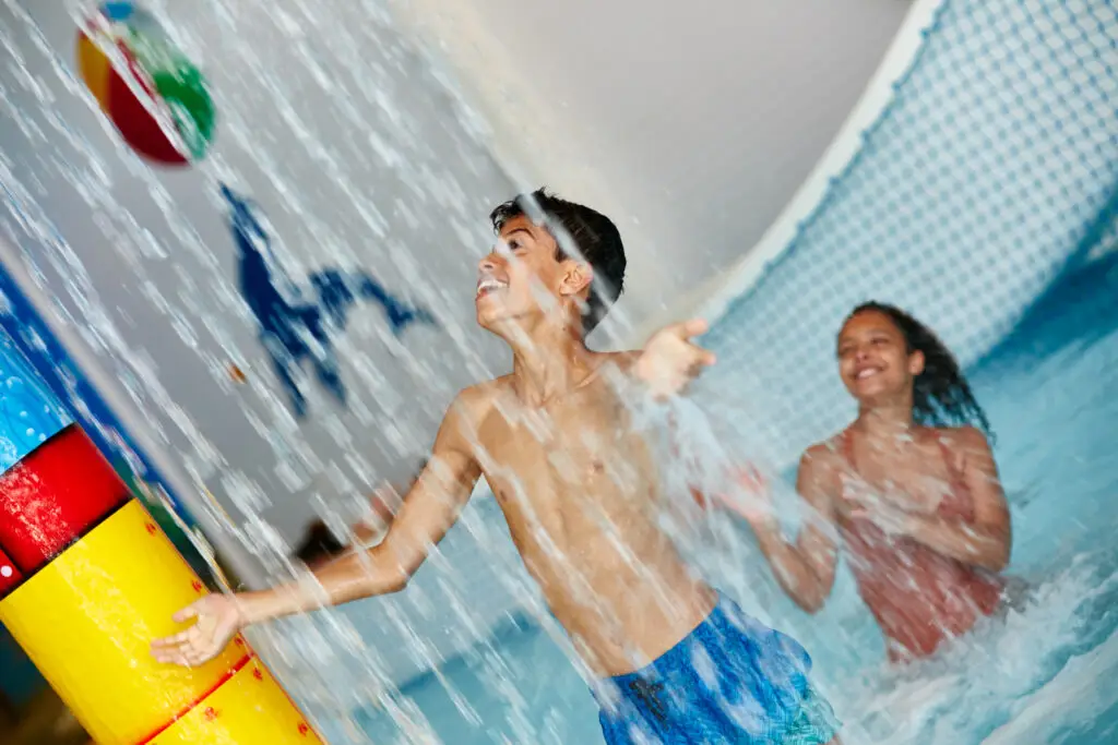 Children's interactive indoor splash play pool.