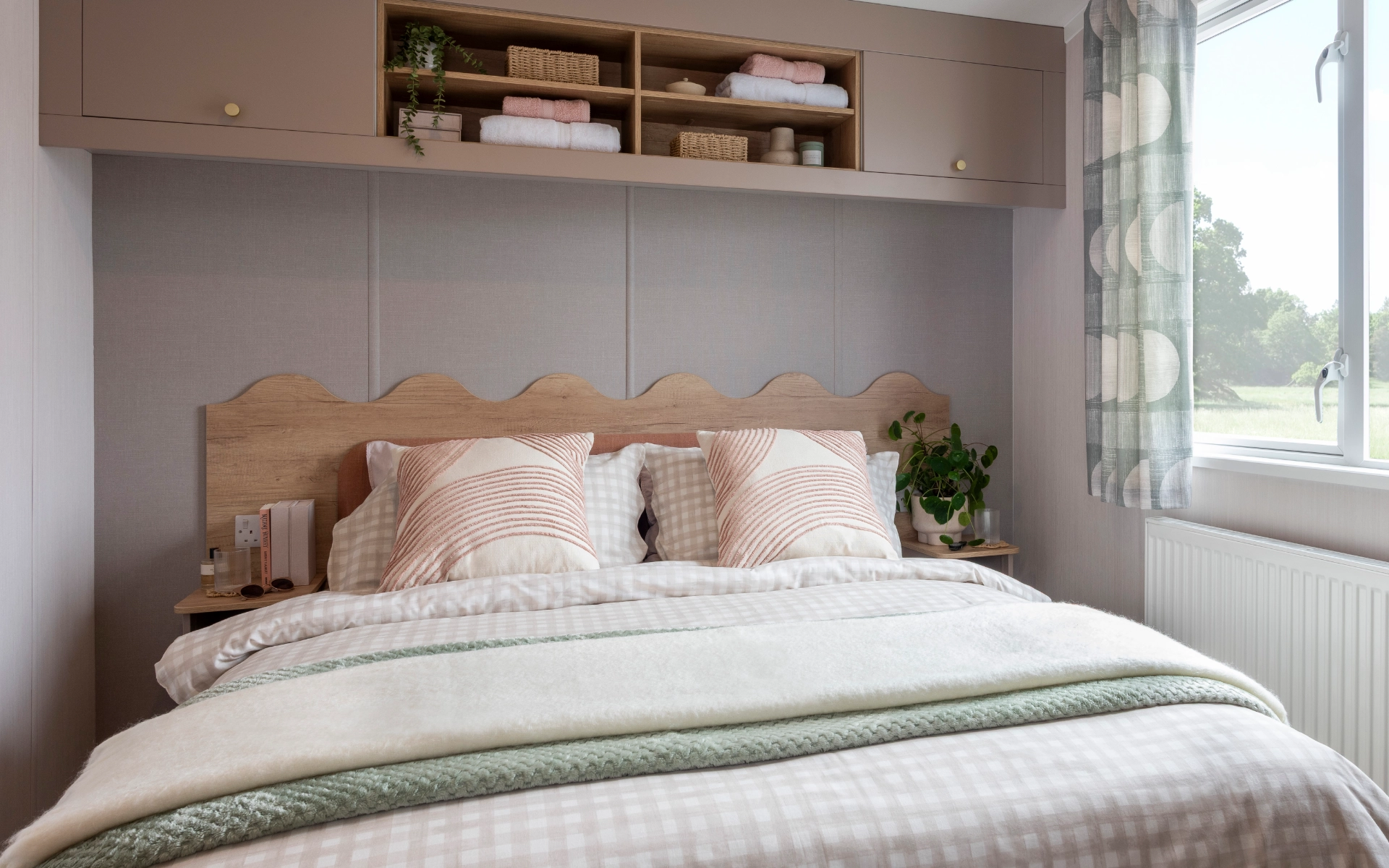 Stock Bedroom Burgundy Static Caravan Searles Leisure Resort Hunstanton Norfolk