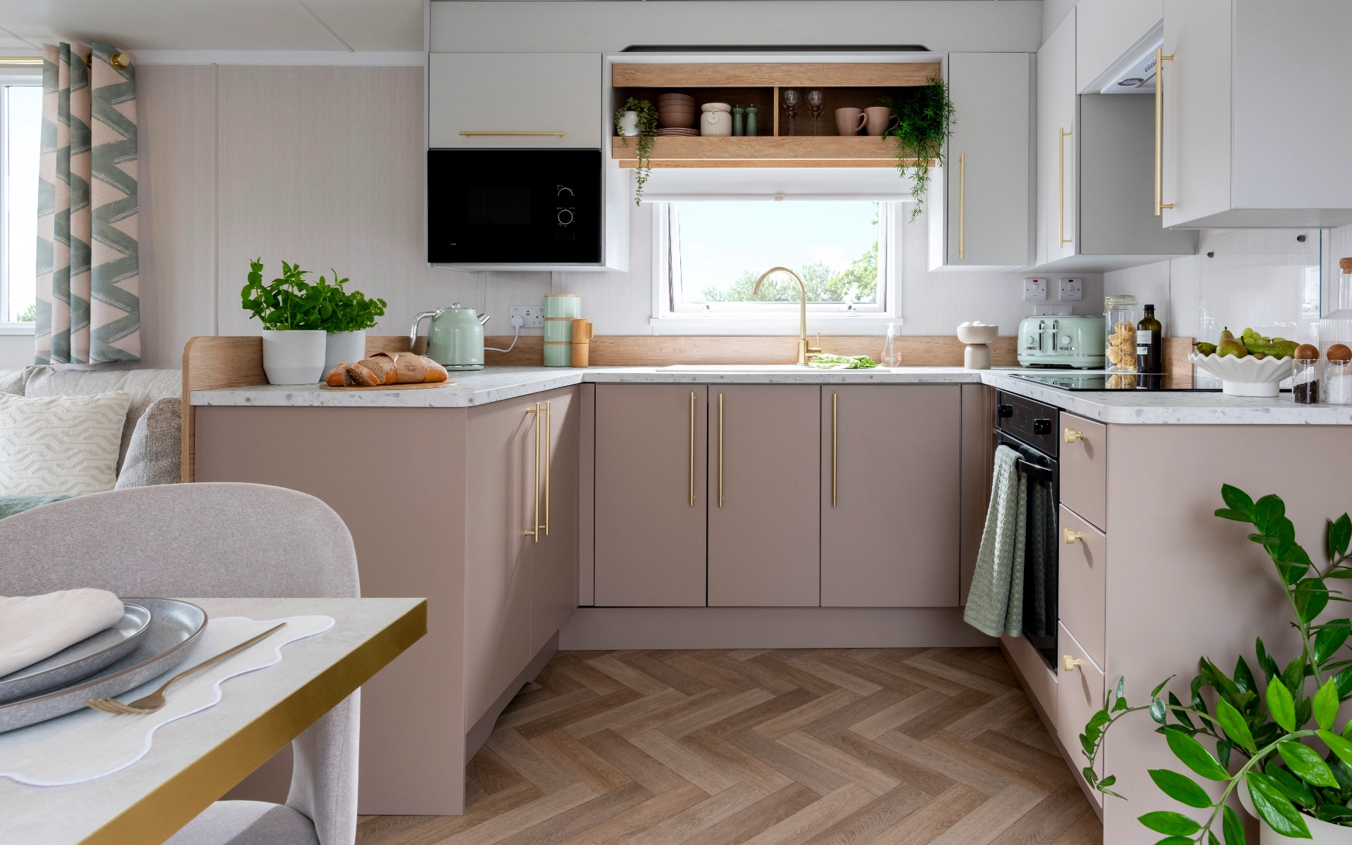 Stock Kitchen Deluxe Burgundy Static Caravan Searles Leisure Resort Hunstanton Norfolk