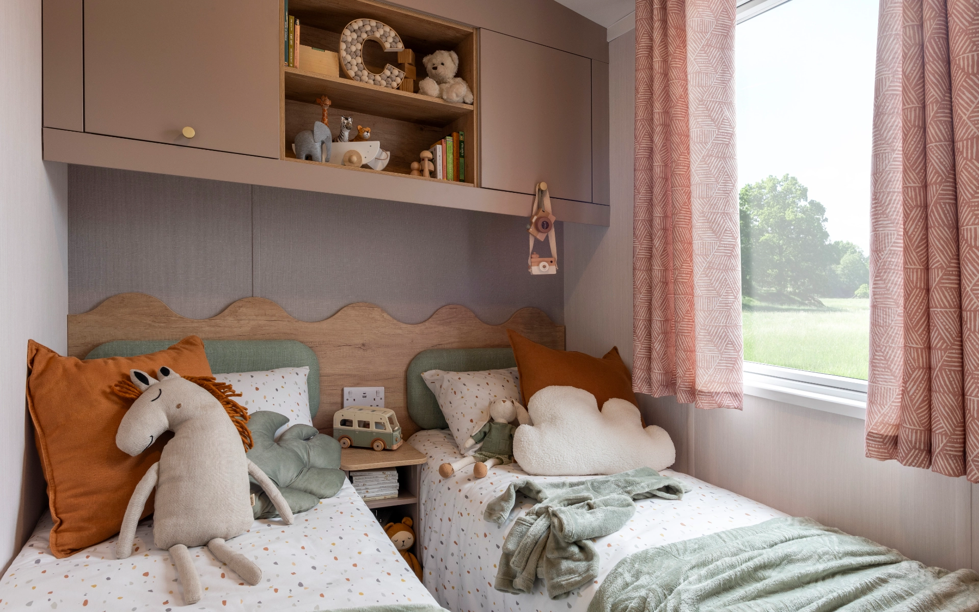 Stock Twin Bedroom Deluxe Burgundy Static Caravan Searles Leisure Resort Hunstanton Norfolk